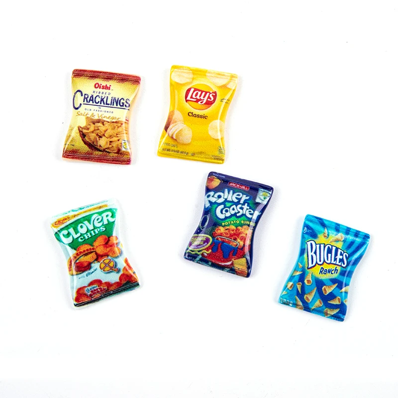 5Pcs/set 1:12 Dollhouse Miniature Snack Mini Potato Chips Food for Barbies Blyth Doll House Pretend Play Kitchen Accessories Toy 5