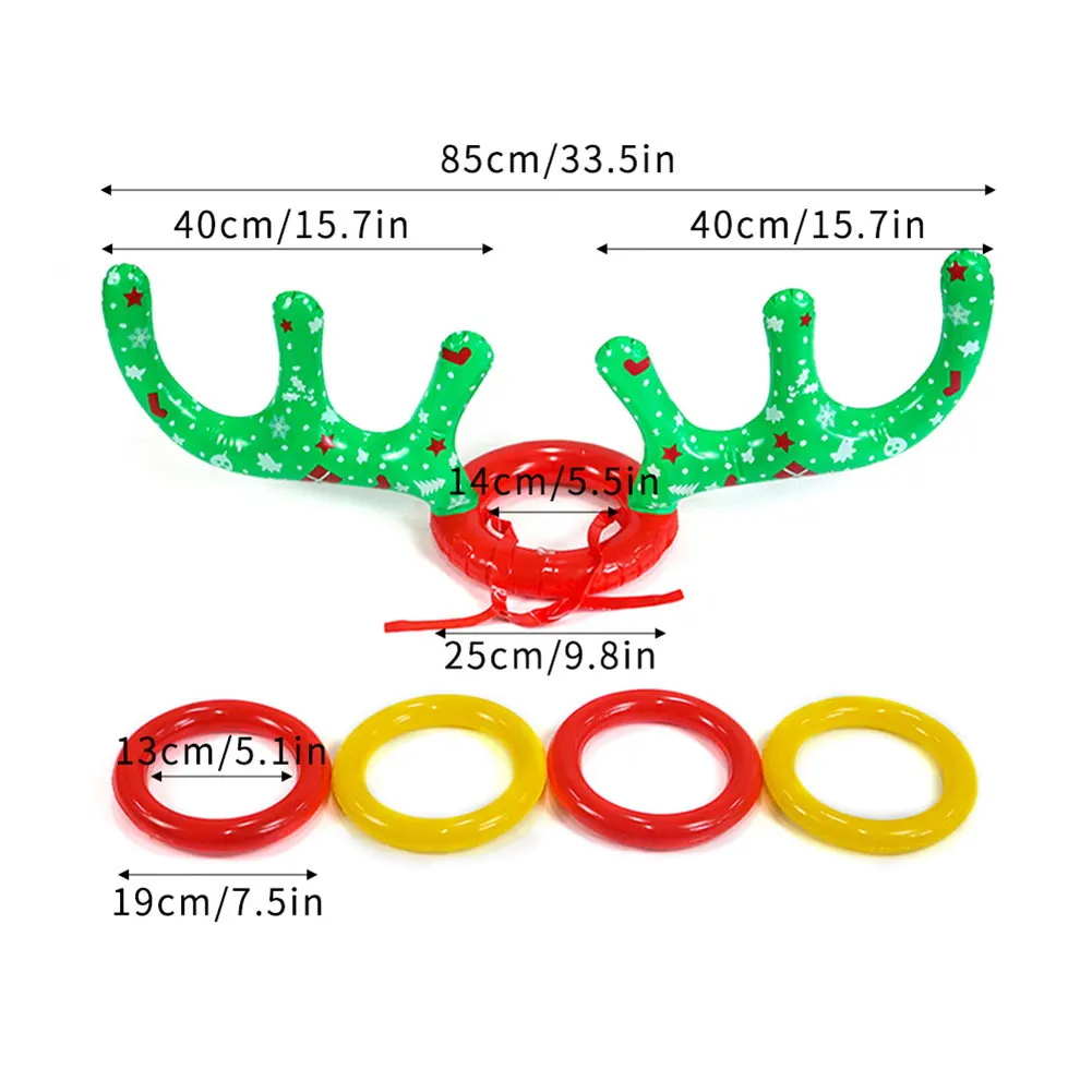 Inflatable Reindeer Antler Hat with Rings Christmas Games Inflatable Reindeer Antler Hat Ring Toss Game Christmas Party Games 6