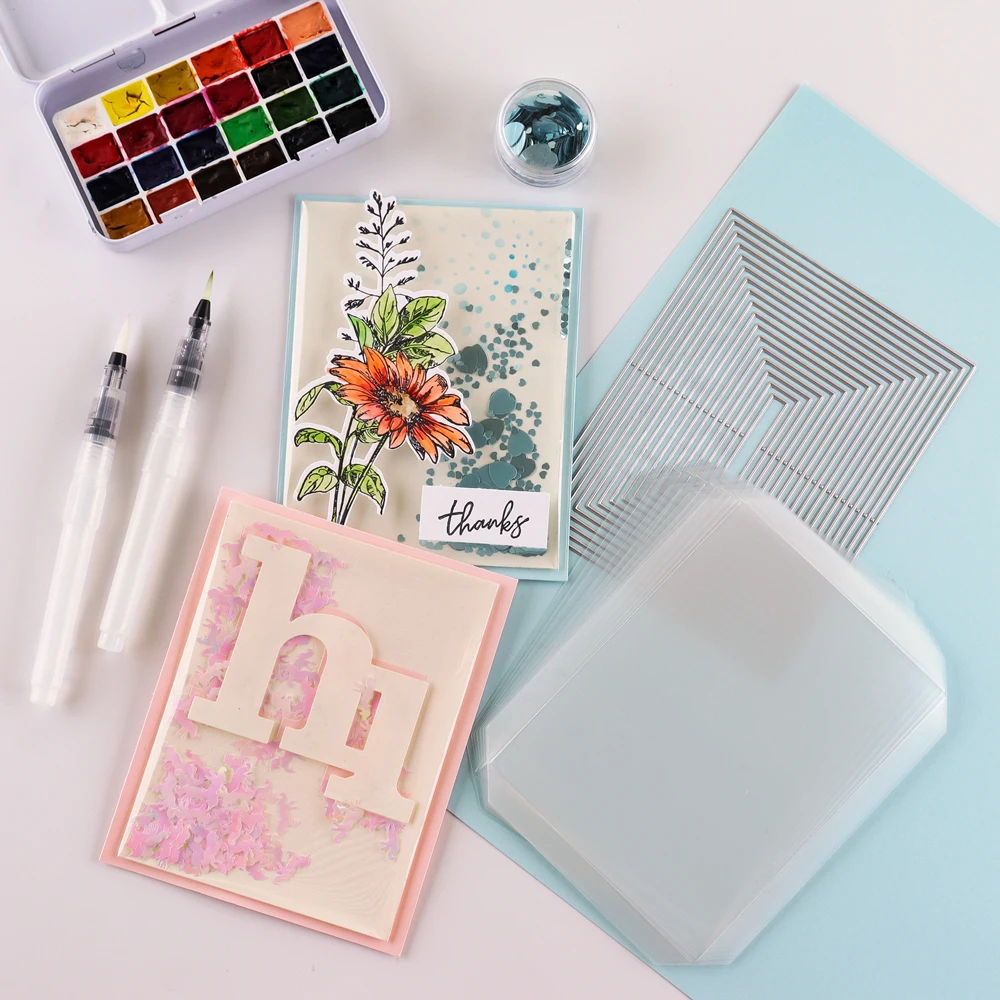 Shaker Domes Set Acetate Sheets 10pcs/pack Clear Flat Shaker Covers for DIY Shaker Cards Making