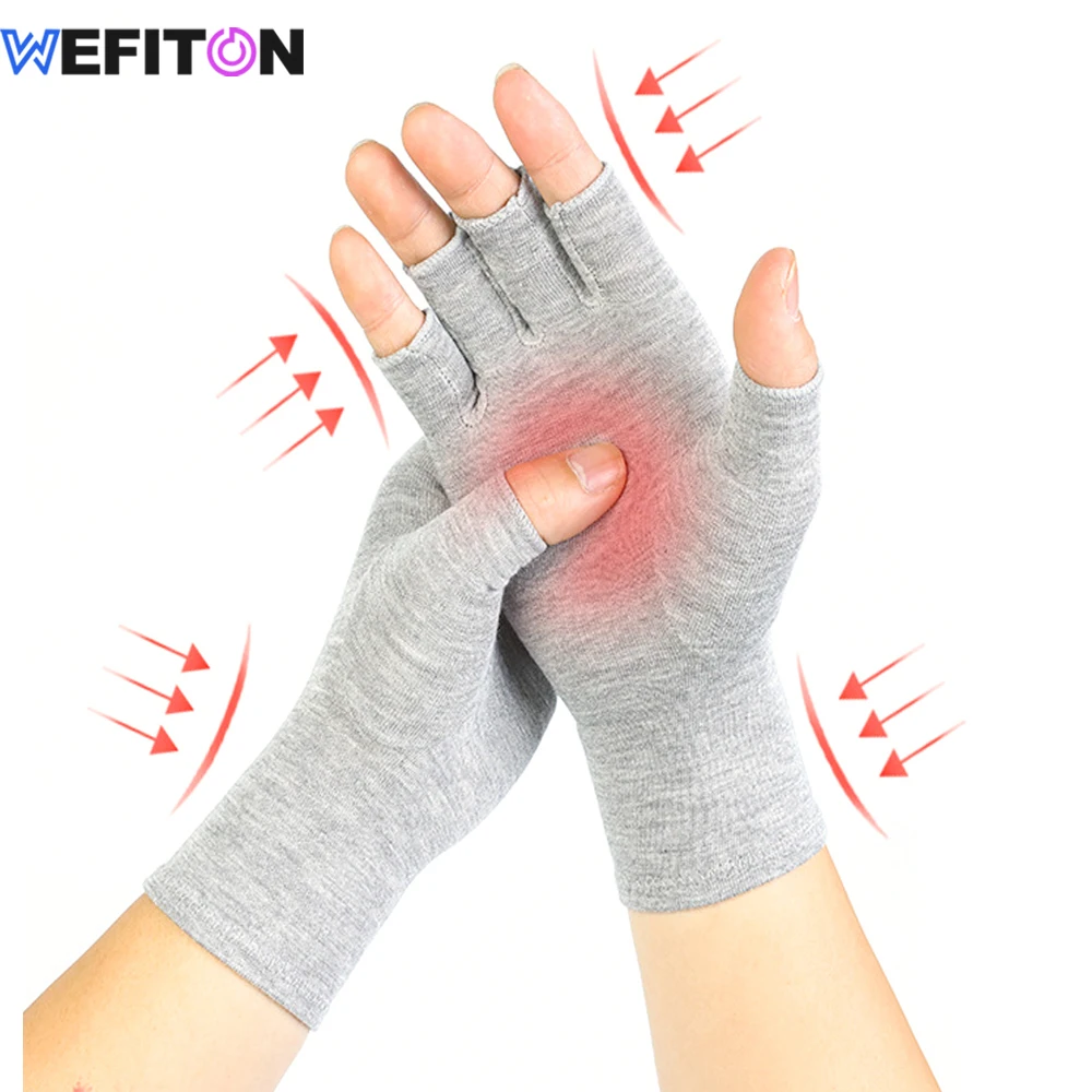 1Pair Compression Bamboo Gloves Fingerless Sports for Joint Pain Support Men's & Women's fingerless gloves compression gloves