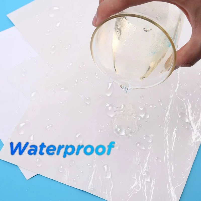 Printable Vinyl Sticker Paper Self-Adhesive Waterproof White For & Inkjet Printer 8.5X11 Inch