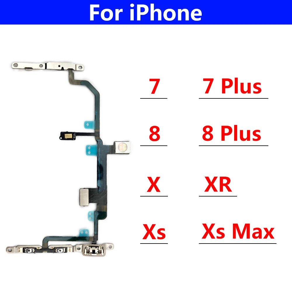 Power Switch On For IPhone 7 8 Plus X XR XS Max Off Button Volume control Key Button Flex Cable