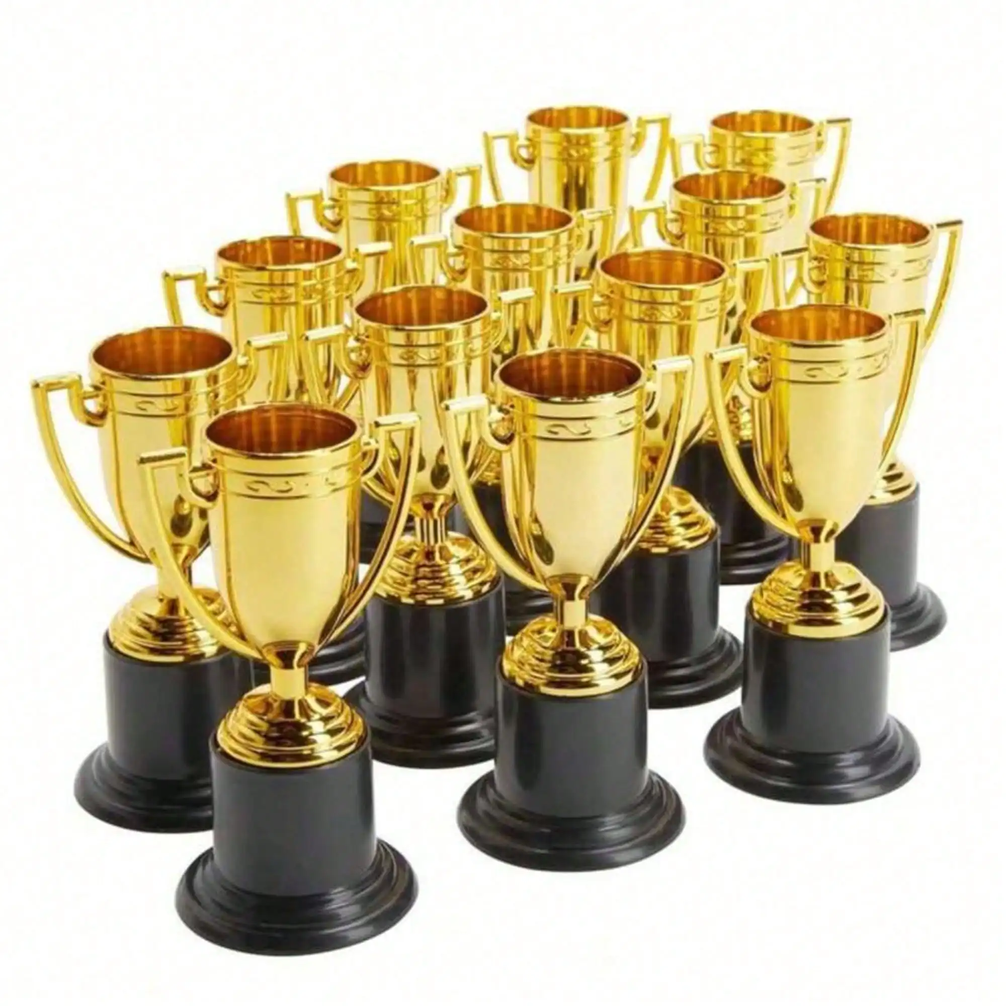 6 Stück Mini-Trophäen aus vergoldetem Kunststoff für den Schulanfang, elegantes goldenes Kunststoff-Trophäen-Set für den ersten Schultag