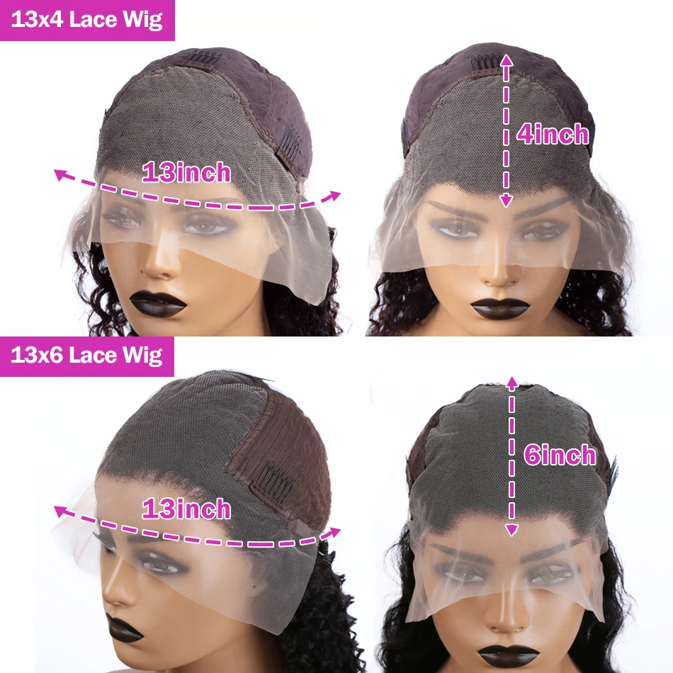 Curly HD 230% 13x6 Chocolate Brown Deep Wave Human Hair Wigs 13x4 Lace Front Water Wave 30 40 Inch Transparent Lace Frontal Wig