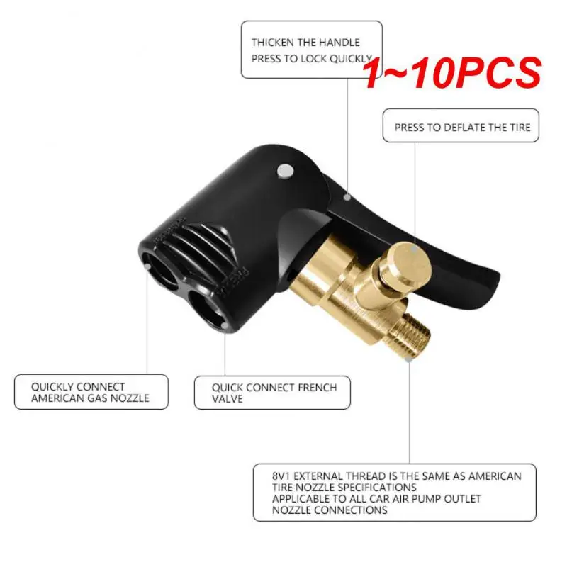 

1 ~ 10 шт. воздушная насадка, латунный портативный надувной насос, велосипедный воздушный патрон для шин, соединительный клапан насоса, адаптер для колеса шины