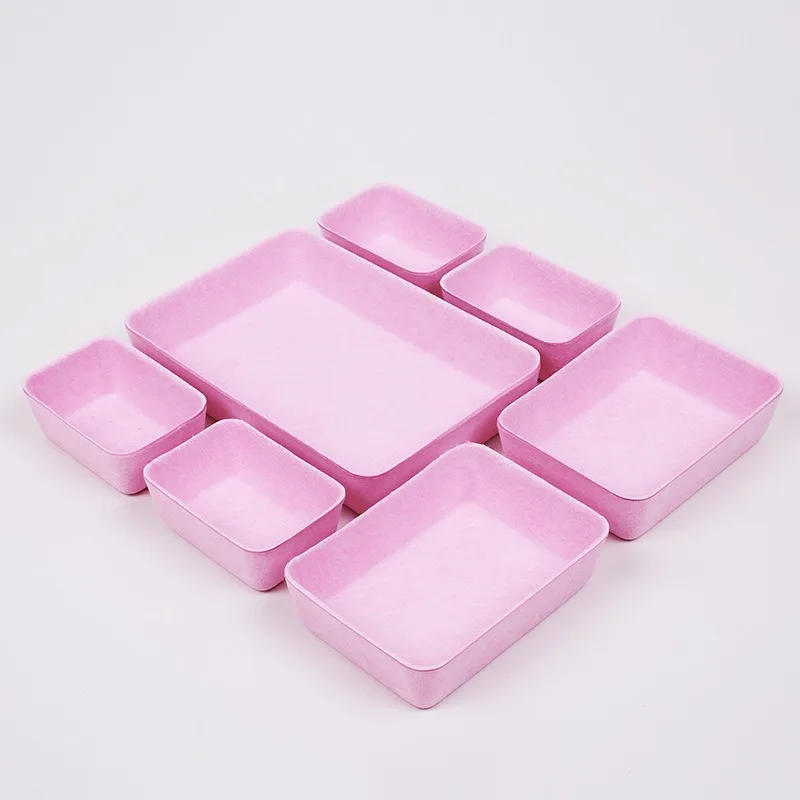 7pcs/set Felt Storage Box Organizer for Office Desk  Desktop Organization Accessories Multi-Purpose Felt Fabric Organizer 2