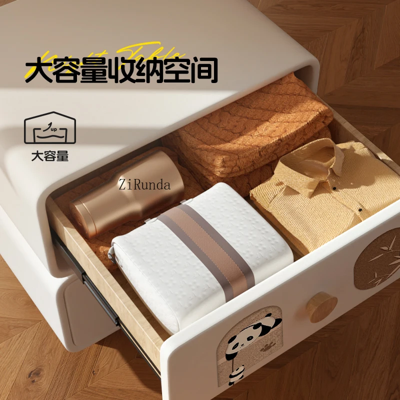 Cream wind panda bedside table modern simple bedroom small bedside table creative children's storage cabinet