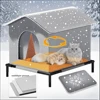 All Season Weatherproof Cat House Outdoor Indoor Warm Shelter for Stray Cats Dogs Waterproof Winter Pet Bed with Removable Mat