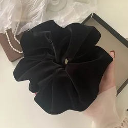 Elegant Oversized Velvet Scrunchie for Women - High - End Fluffy Hair Accessory (Black)