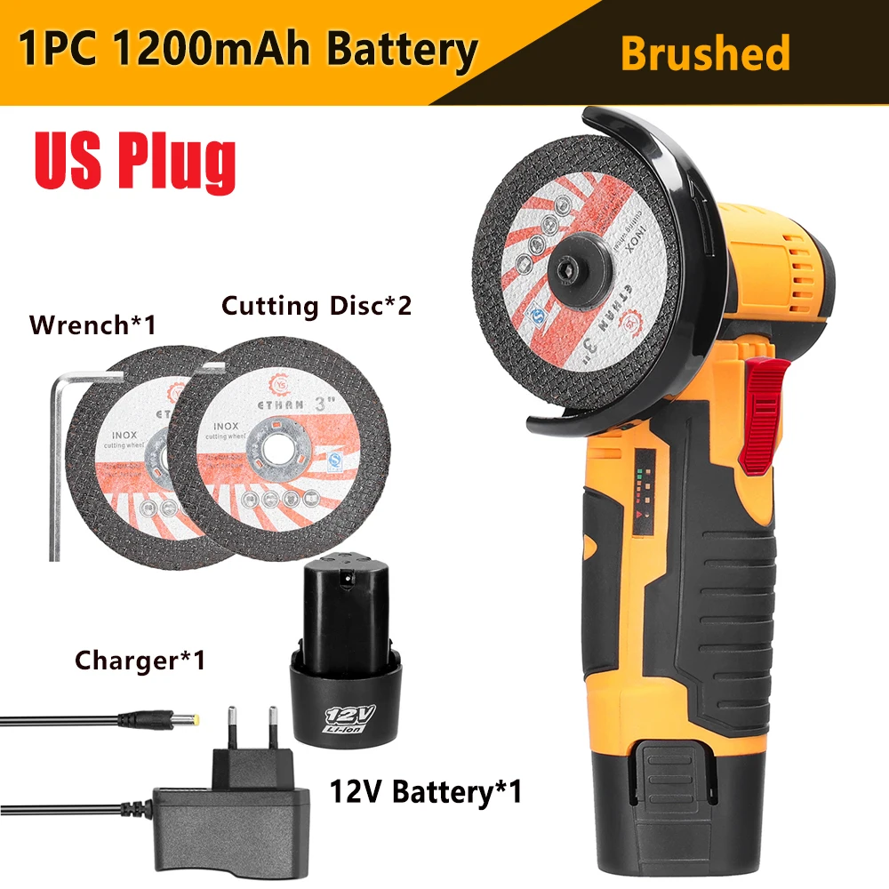 Smerigliatrice Angolare A Batteria 12V – 19500 RPM, 2 Batterie 2000mAh, Kit Con Accessori Per Taglio E Lucidatura