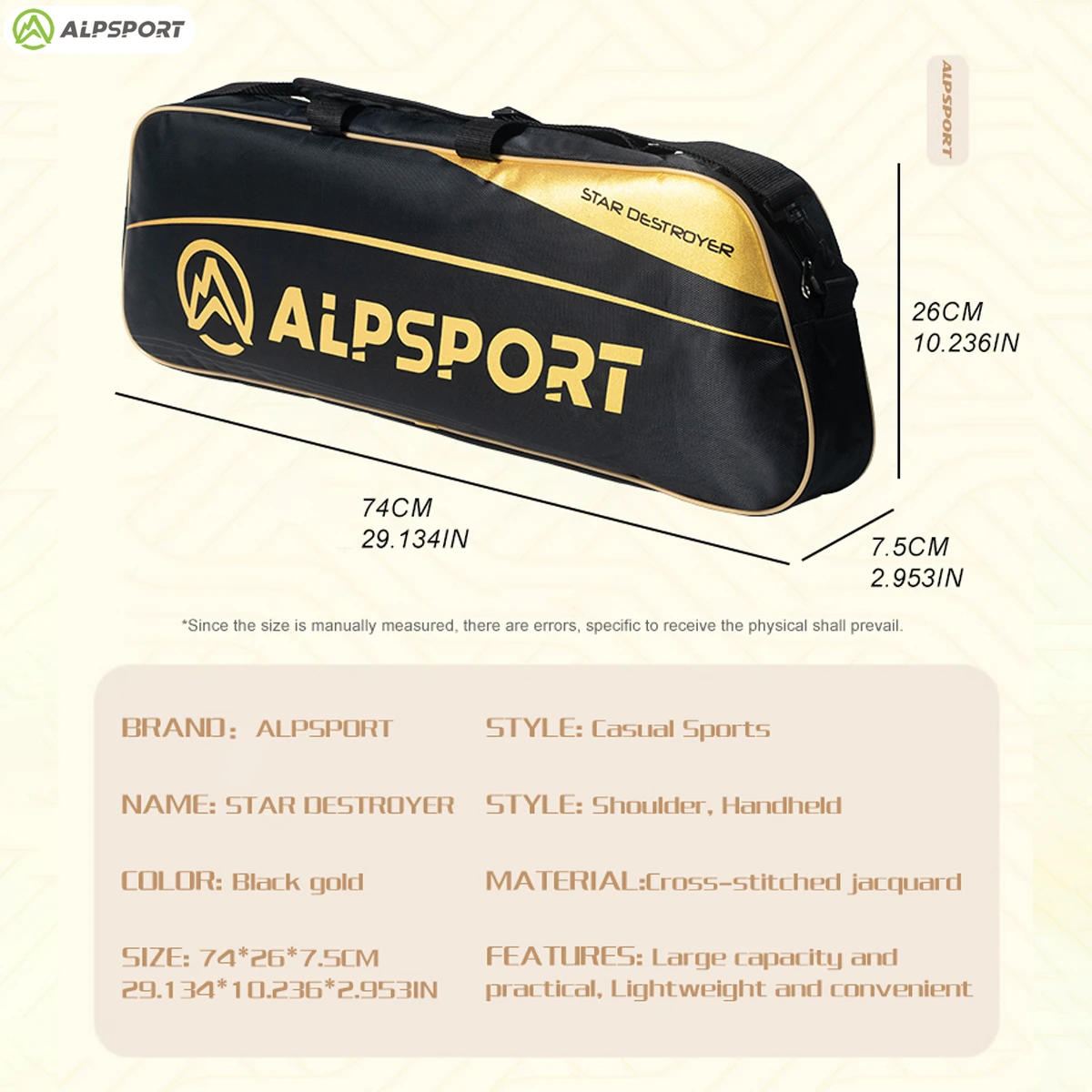 Badminton Tennis Racket Bag Alpsport Badminton Tennis Racket Bags Large Capacity Waterproof Neutral PP Material Personalized Design Suitable for Students