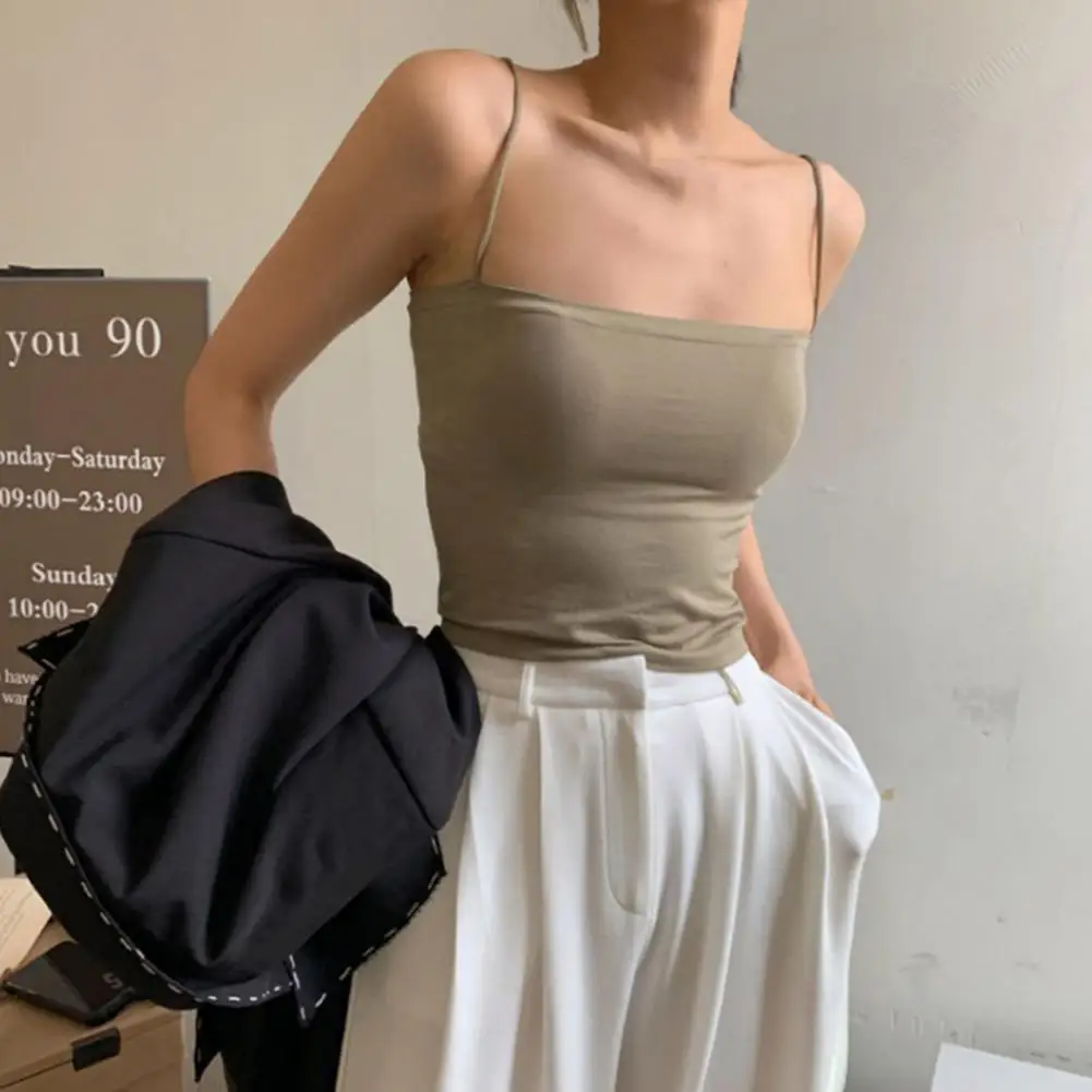 Women Vest Padded Basic Spaghetti Strap Tank Top Bra Summer Bras