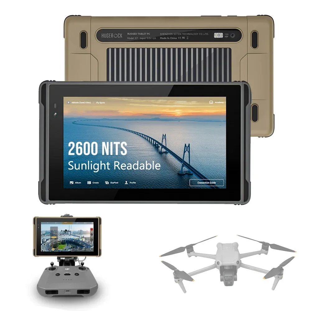 7 Inch 2600Nit Outdoor Tablets 1920X1080 FHD IP68 Waterproof Android UAV Industrial Rugged Tablet Pc For Bicycle Riding Monitor