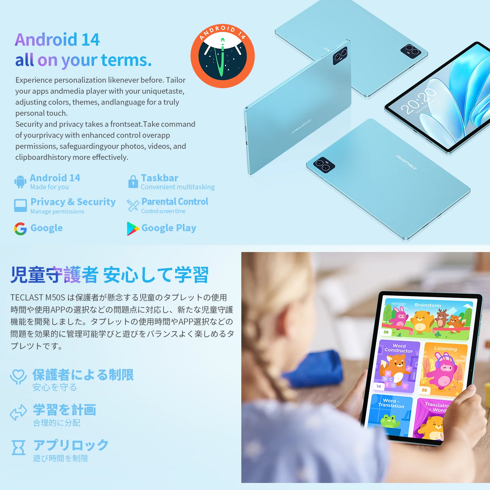 Teclast M50S Android 14 Tablet Pc 10.1-Inch Tddi Display, Unisoc