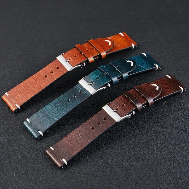 Premium Vintage Leather Waterproof Quick Release Watch Band - Men's Wristband Accessory