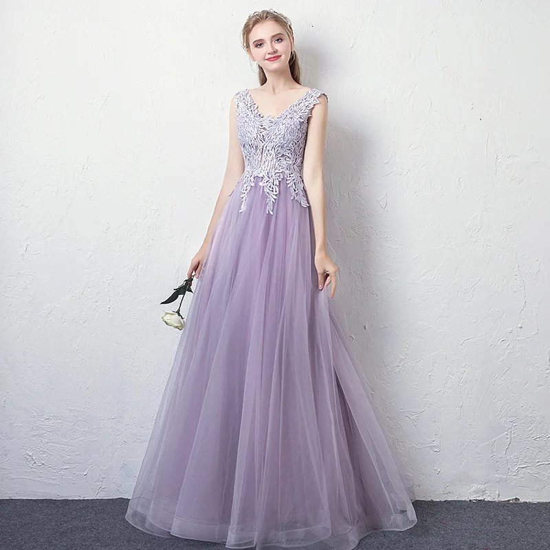 

New Purple Evening Dress Sexy V-neck Sleeveless Party Dresses Women Evening Elegant Floor-length Backless Sukienka Wieczorowa