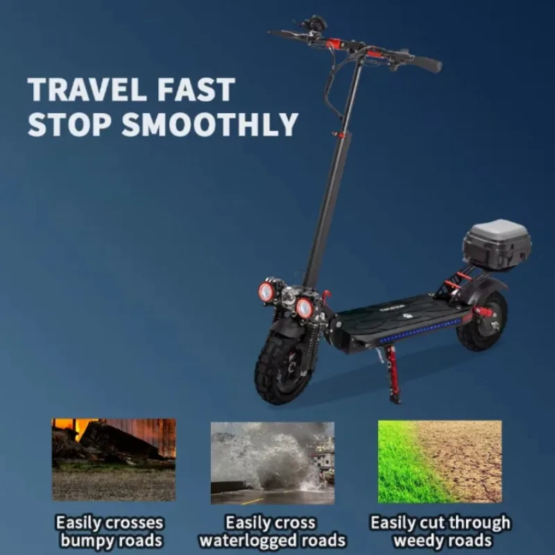 접이식 전동 스쿠터 (성인용, 시트 포함, 주행거리 30마일, 이중 충격 흡수 장치, 바구니 포함)