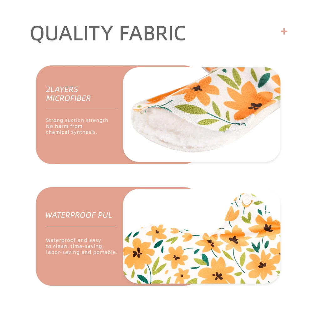 HappyFlute New Nature Print One Piece Reusable Bamboo Terry 300mm Washable Sanitary Liner Reusable Mum's Menstrual Pads