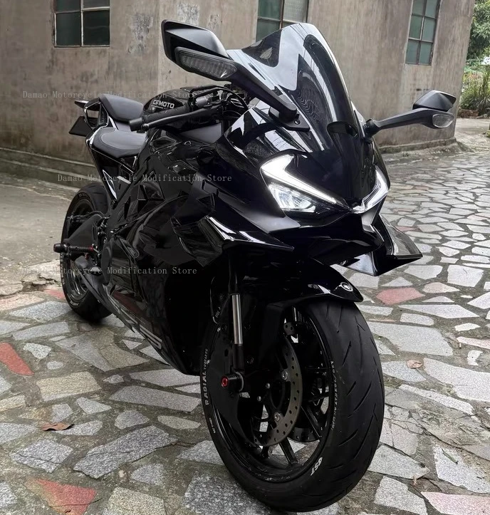 CFMOTO 675SR SS 개조 블랙 나이트 윈드쉴드, 디플렉터, 사이드 윙, 에어 디퓨저, 립, 리어 혼, 바디 키트, 포스트 카발 크레스트