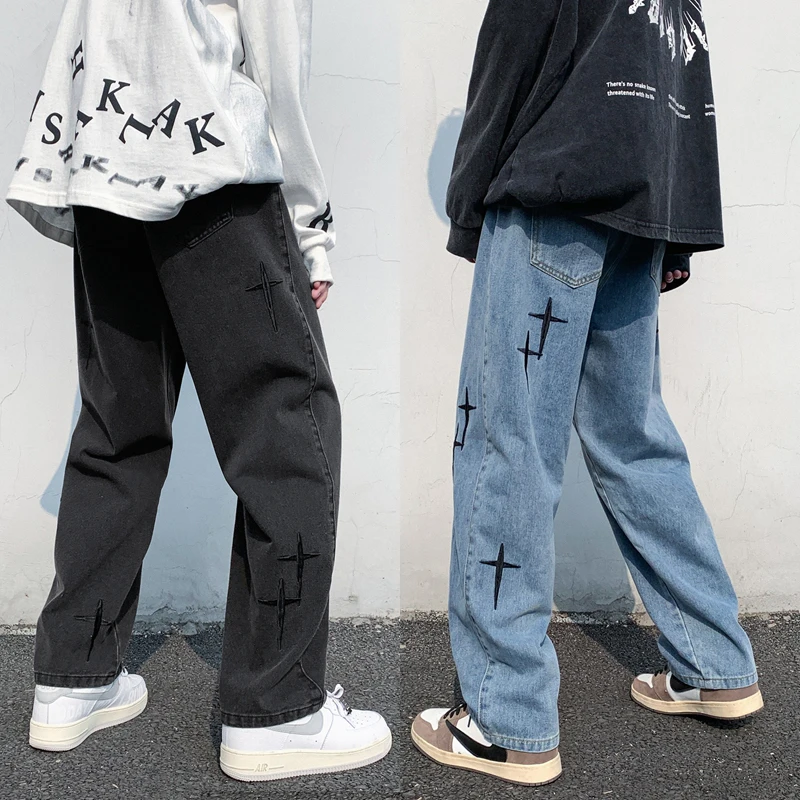 

2022 Spring/Summer Men's New Embroidered Cross Tide Brand Casual Jeans