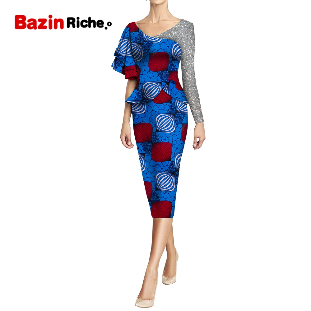 

African 2 Piece Set for Women Eleagnt Lady Top Print Skrit Set Ankara Dashiki Outfits Party Blouse Shirt Midi Skirt WY10030