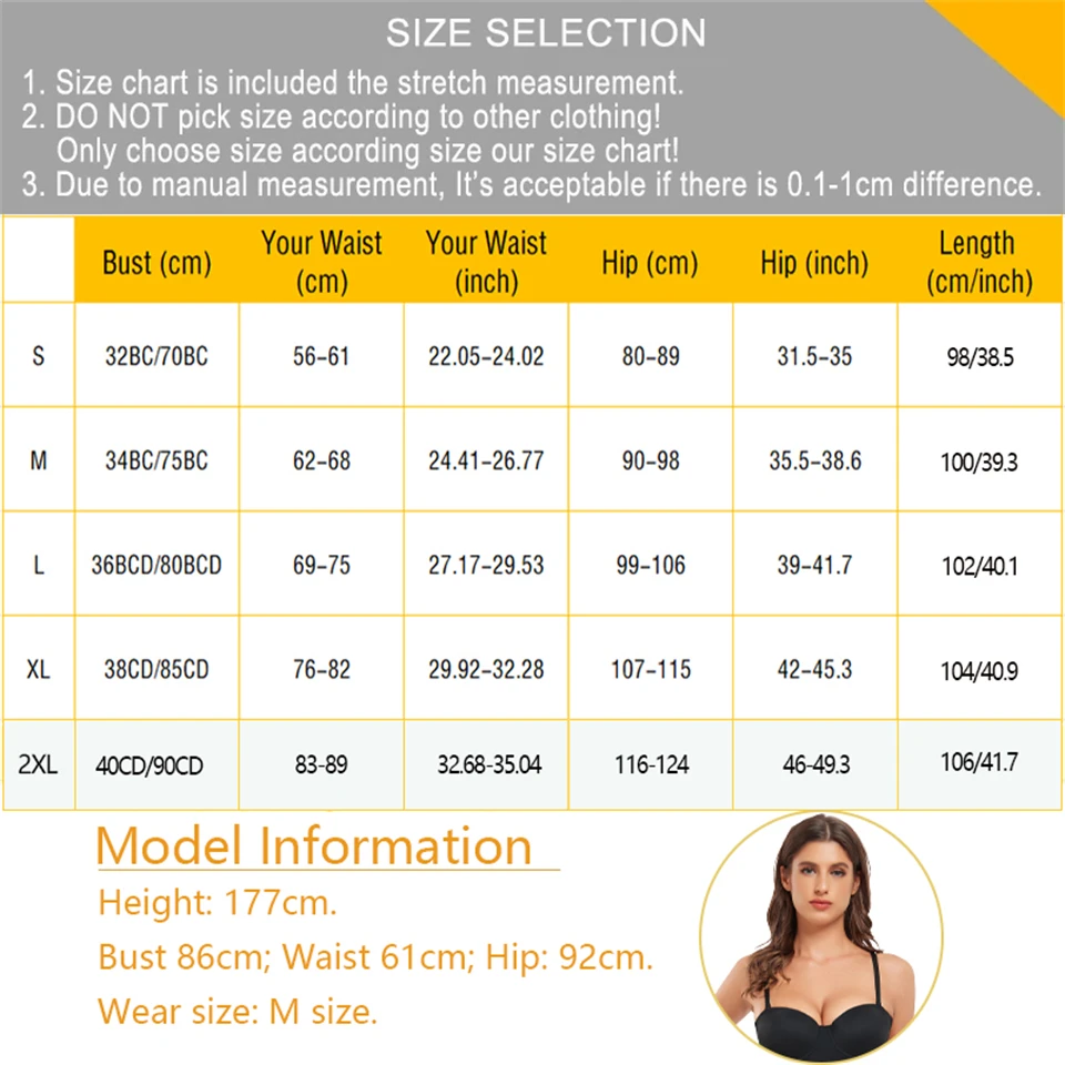 Description Picture 2 of itemBecirzet Shapewear Body Shaper Women Butt Lifter Tummy Control Slimming Underwear push Up Bra  Hemline Split Dress
