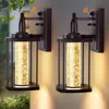 2 Pack Dusk to Dawn Exterior Lighting Fixtures, 10W LED Modern Outdoor Wall Lights Sconce with Crystal Bubble Glass 1