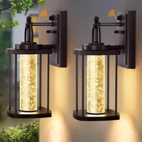 2 Pack Dusk to Dawn Exterior Lighting Fixtures, 10W LED Modern Outdoor Wall Lights Sconce with Crystal Bubble Glass 1
