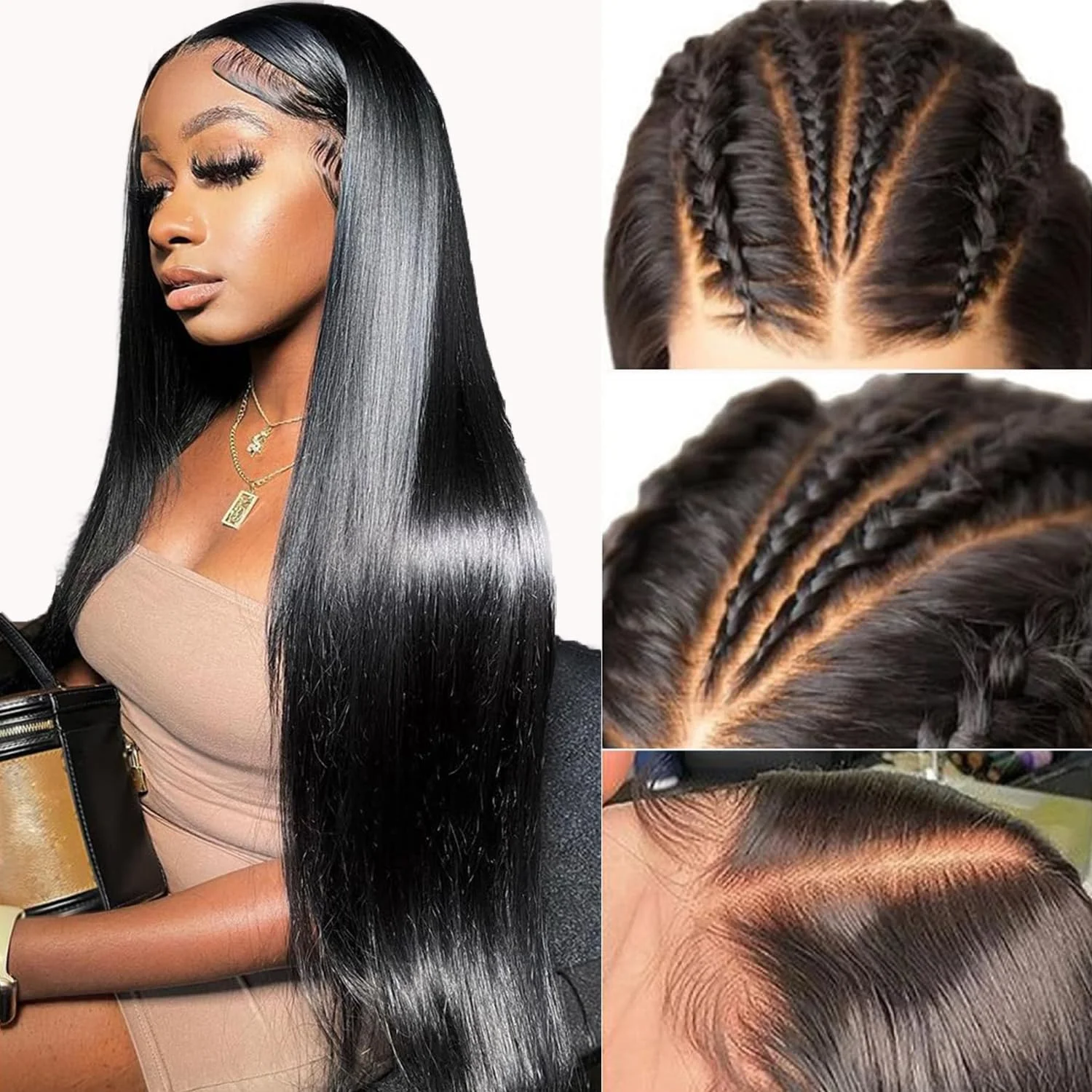 

7x5 HD Straight 200% Wear And Go Glueless Wig 13x4 HD Human Hair Pre Plucked Lace Front Wigs Human Hair For Women With Baby Hair