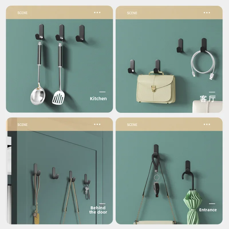 Gun Gray Punch-free Hook Strong Adhesive Bathroom Wall Bathroom Towel Load-bearing Adhesive Hook Entrance Door Back