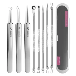 8-Piece Stainless Steel Acne Care Tool Set (Silver)