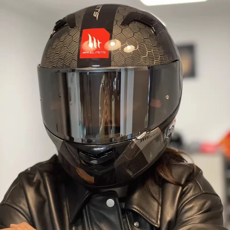 Carbon Fiber 6K MT KRE Motorcycle Helmet Blue Lens Track Racing