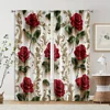 2pcs, Upscale Curtains 2D print Red Roses & Golden Floral Pattern Polyester Woven (without rod) All Seasons for Bedroom and 2