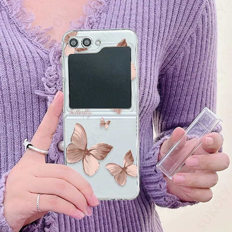 Butterfly Pattern Transparent Hard PC Folding Cover