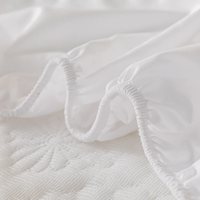 Washed Cotton Waterproof Padded Fitted Sheet 2025 Simple Solid Color Washed Cotton Waterproof Padded Fitted Sheet No Pillowcase Household Mattress Protective Cover