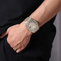Hip Hop Iced Out Men Watch Luxury Rhinestone Quartz Watches Round Clock Unisex Wrist Watch Gift For Boyfriend Relogio Feminino 2