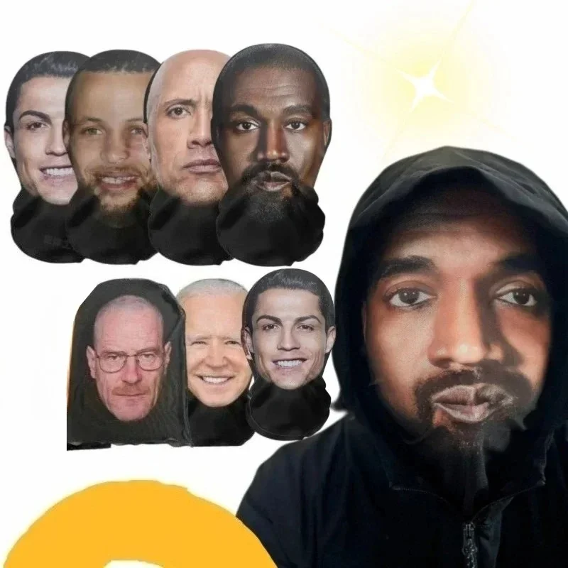 3D Printed Kanye-Inspired Full Face Mask - Elastic Mesh Cosplay Headwear & Hip Hop Fashion Balaclava Hood