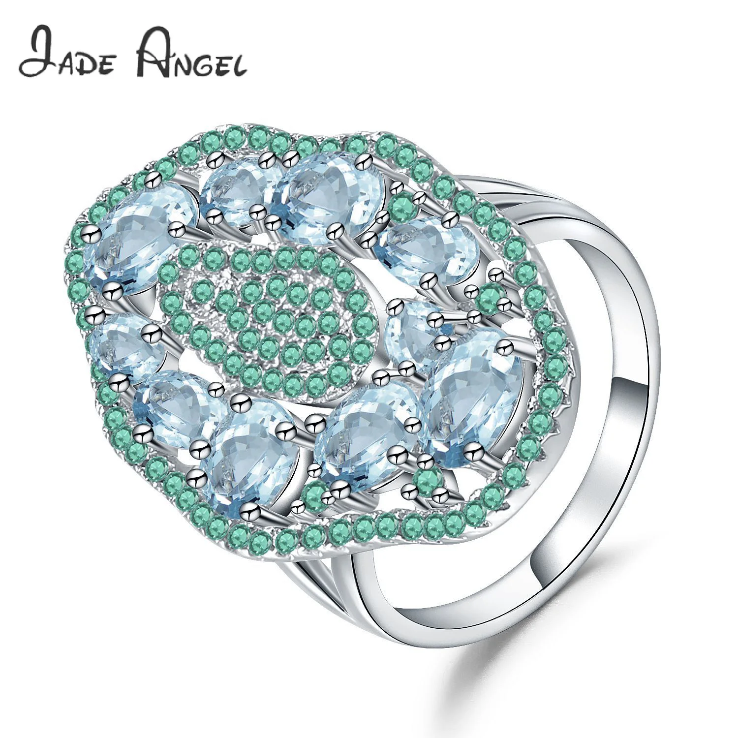 

Jade Angel Personalized Natural Sky Blue Topaz Ring Trendy 925 Sterling Silver Statement Ring for Women Luxury Handmade Jewelry