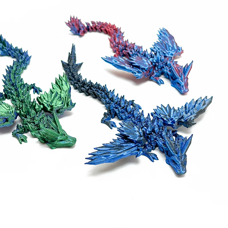3D Printed Dragon with Movable Wings - Office Desk Accessory, Creative Home Decor, Perfect Christmas Present Holiday Gift 2