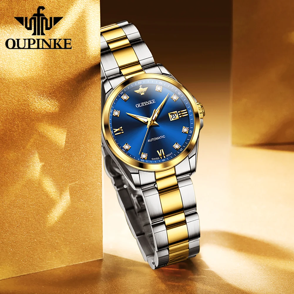 OUPINKE 3199 Women's Watches Real Diamond Swiss Movement Automatic Mechanical Wrist Watches For Women Top Luxury Ladies Watches