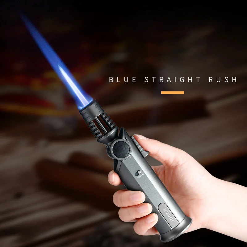 Strong Blue Flame Lighter 360&deg; Inverted Ignition Rotatable Nozzle Safety Lock Design Inflatable