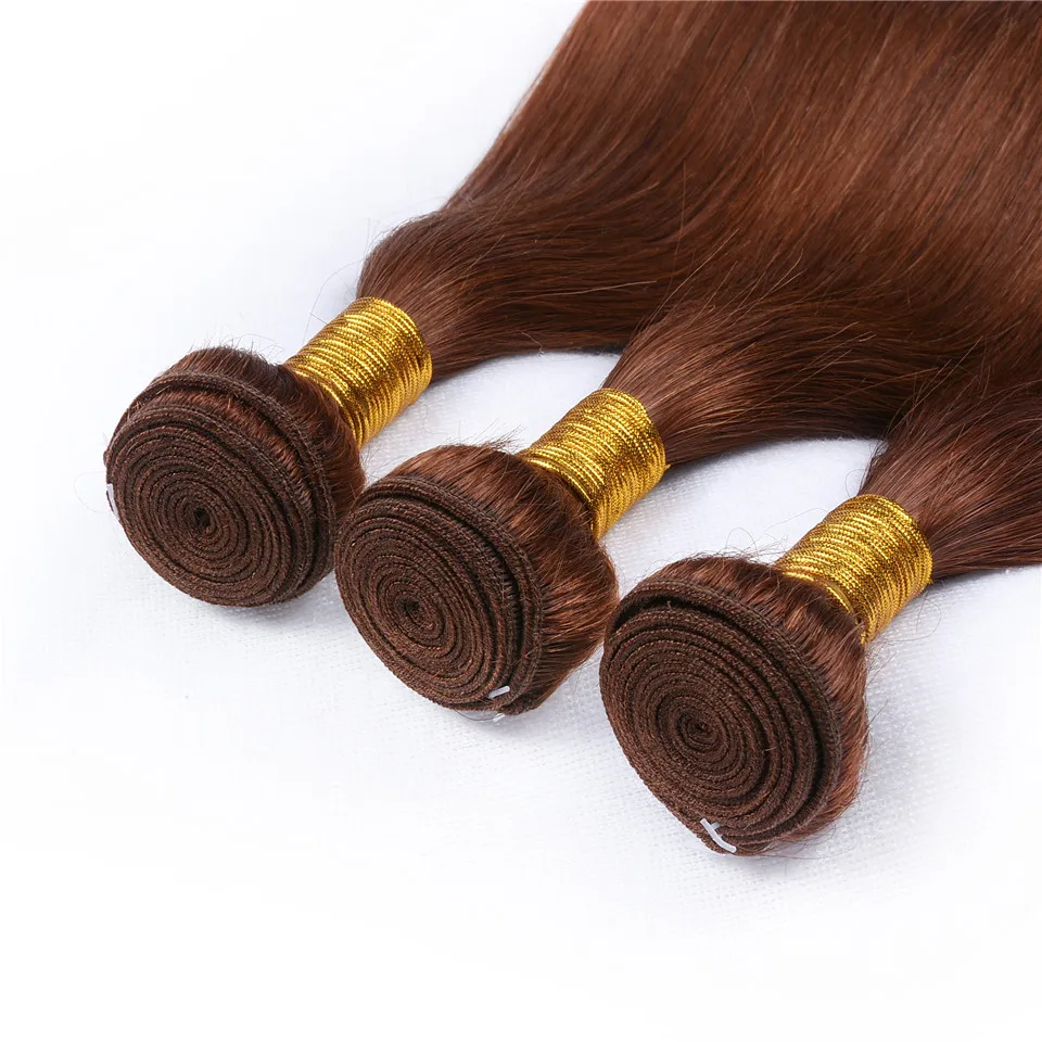#33 Body Wave Bundles 1/2/3 Brazilian Reddish Auburn Brown Human Hair Bundles Remy Weaving Color #33 Brown Human Hair Extensions