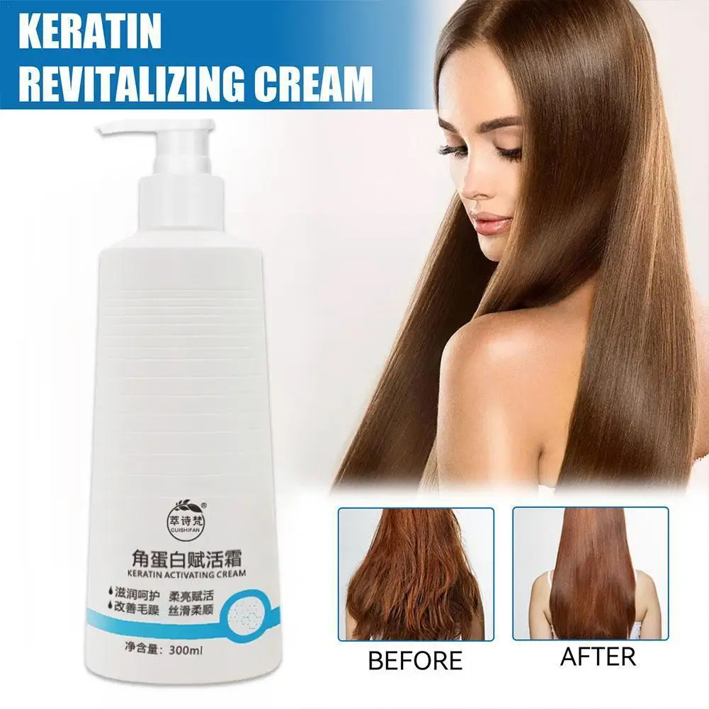 300ml Hair Treatment Straightening Cream Smoothing For Curly Hair With Natural Keratin Salon 5-8 Minutes Extreme Care Hair T2D7