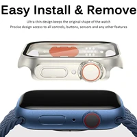 Verre + boîtier pour Apple Watch 44mm 45mm 41mm 40mm 42mm 38mm, couvercle de protection d'écran, changement Ultra pare-chocs iWatch série 9 8 7 SE 6 5 3 4