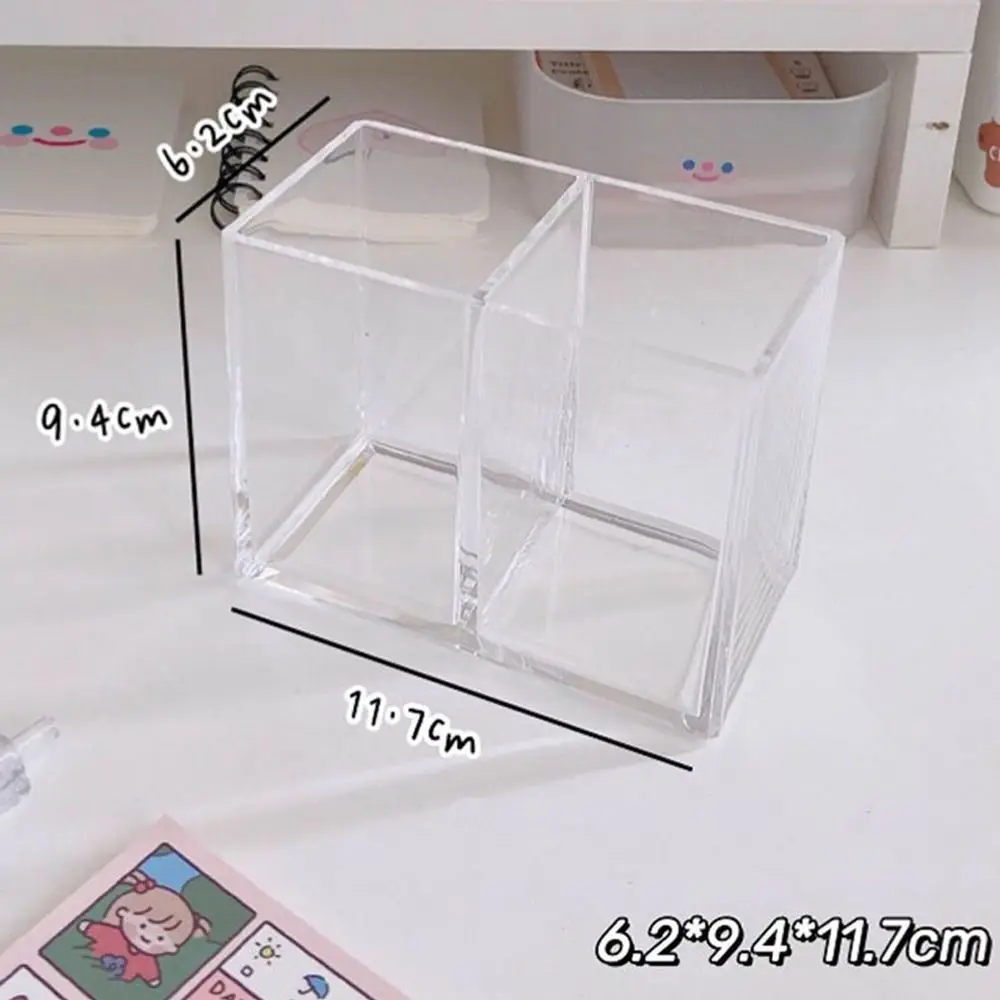 Transparent Acrylic Pen Holder Square Stationery Storage Rack Three Grid Large Capacity Desktop Organizer Office pen holder,desk organizer,pen and brush holder,desk storage rack