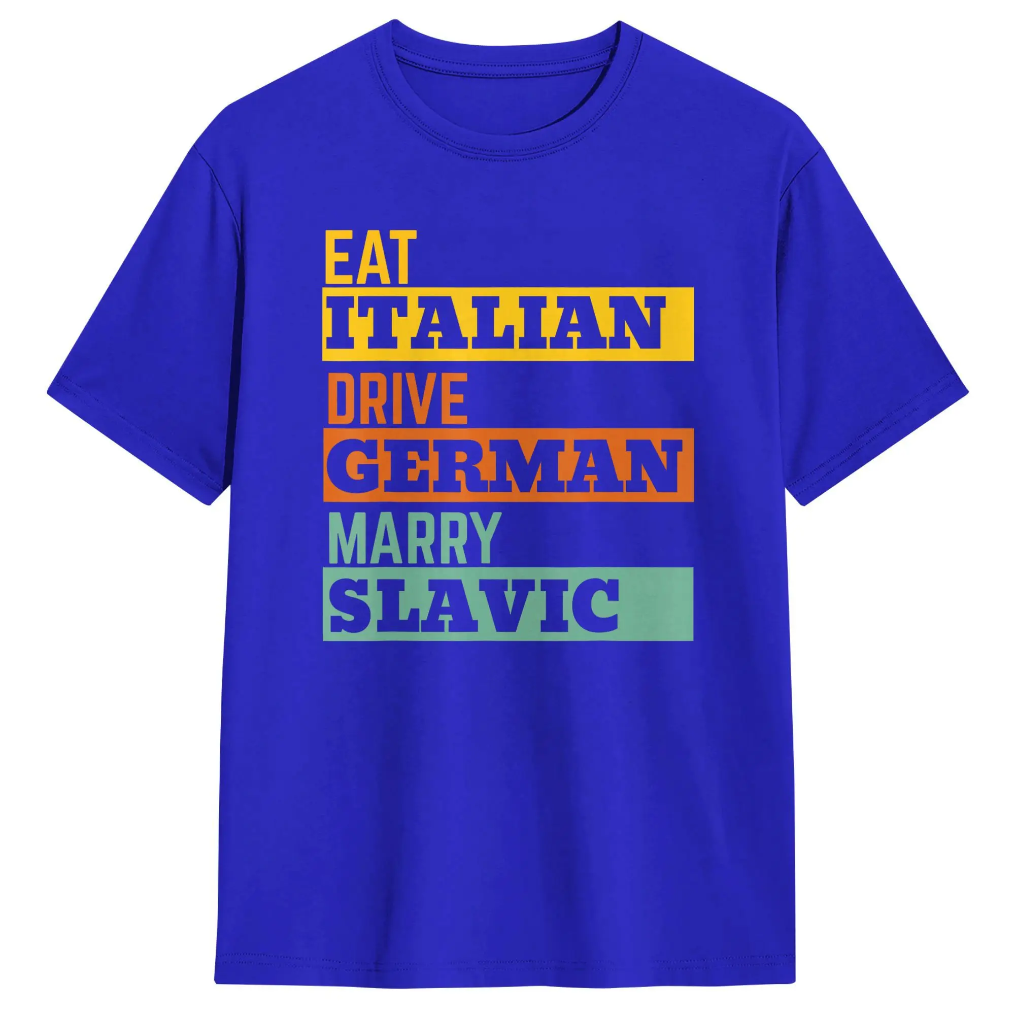 Men's Retro Humor Cotton T-Shirt - Eat, Drive, Marry Phrase, Short Sleeve O-Neck Summer Tee