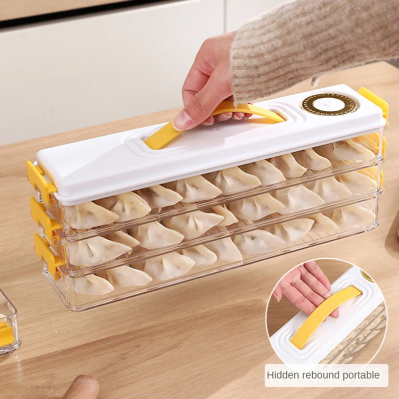

Saver Containers for Refrigerator Multi Layer Dumplings Storage Box Fresh Keeping Sealed Date Record Stackable Fridge Organizer
