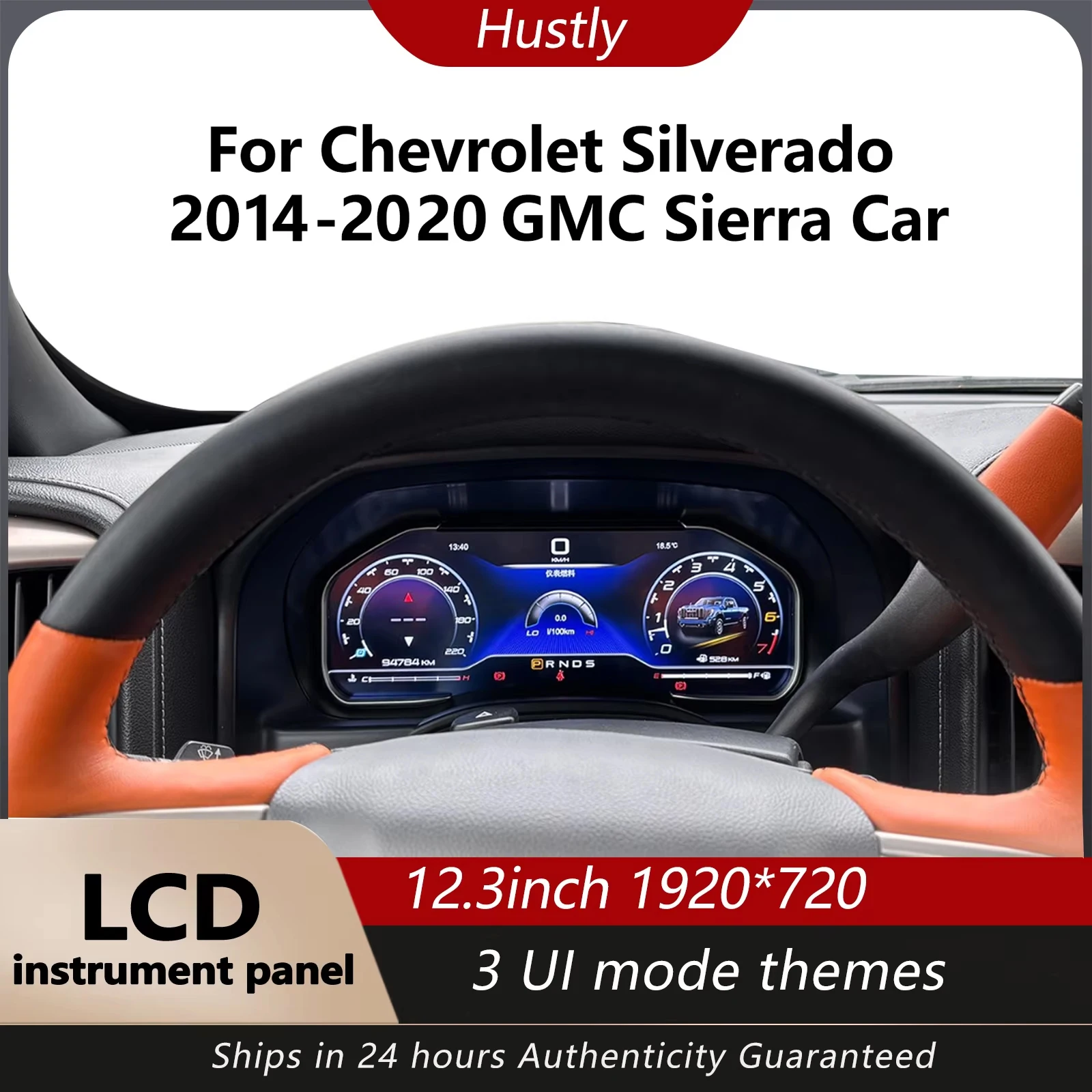 Panel de Instrumentos Digital de 12.3 Pulgadas para Chevrolet Silverado 2014-2020 GMC Sierra, Panel de Instrumentos para Automóvil/CarPlay Inalámbrico 1