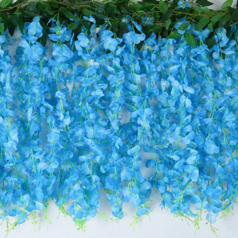 Hanging Artificial Flowers Rattan 10 Branches Large Simulation Wisteria Flowers Waterproof Handmade Fake Silk Flower Vine