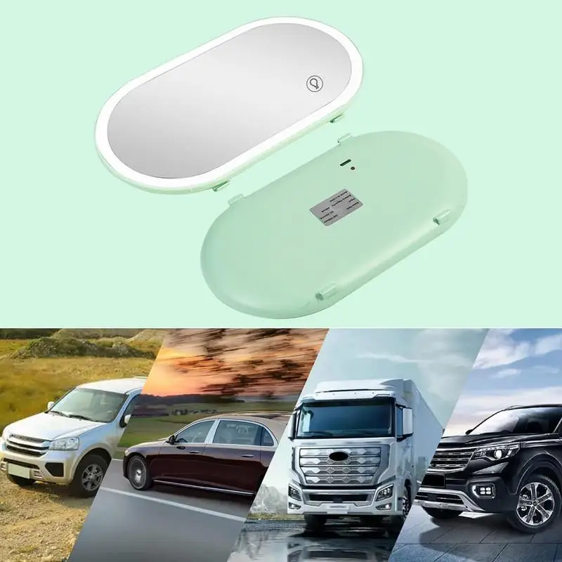 자동차 선 바이저 화장대 거울, 자동차 인테리어 휴대용 화장대 거울 자동차 3 밝기 조절 모드 LED 조명 인테리어 액세서리